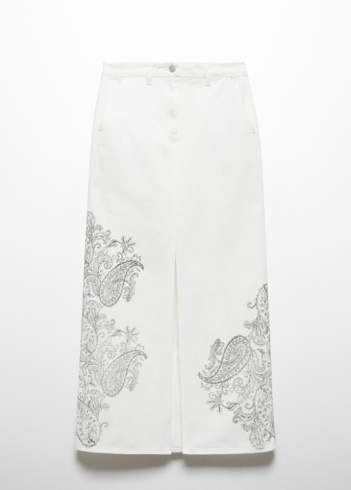 White denim detailed skirt