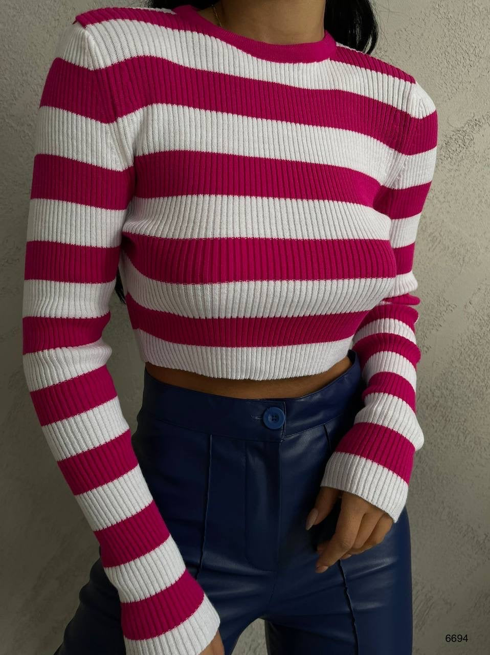 Cropped striped knit