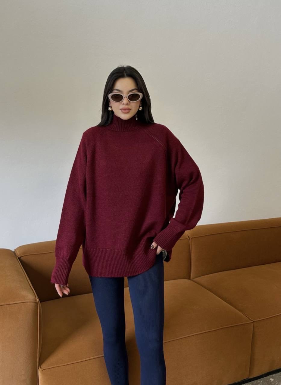 Burgundy sweater with zipper