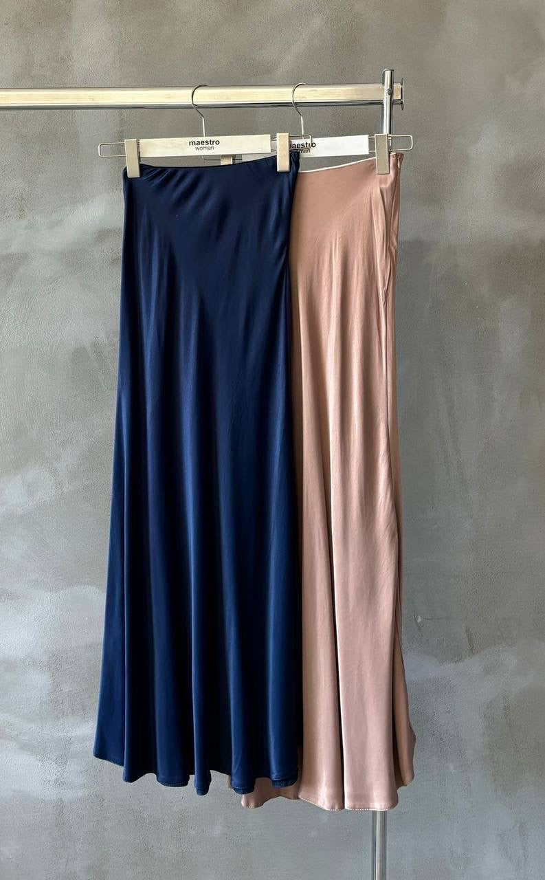 Satin midi skirt