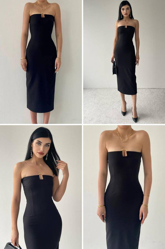 Sleeveless midi dress with front detail