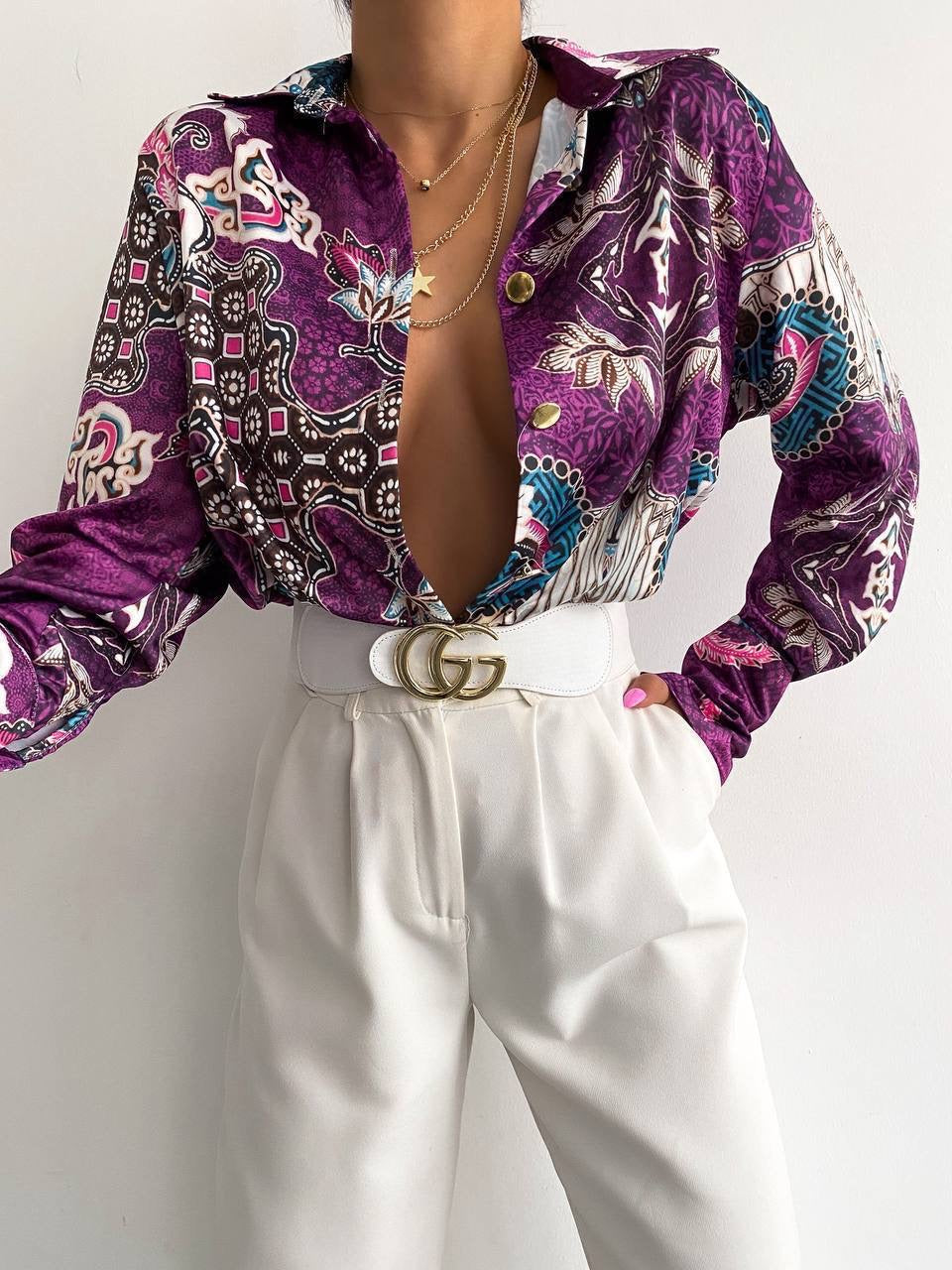 Satin long sleeve shirt