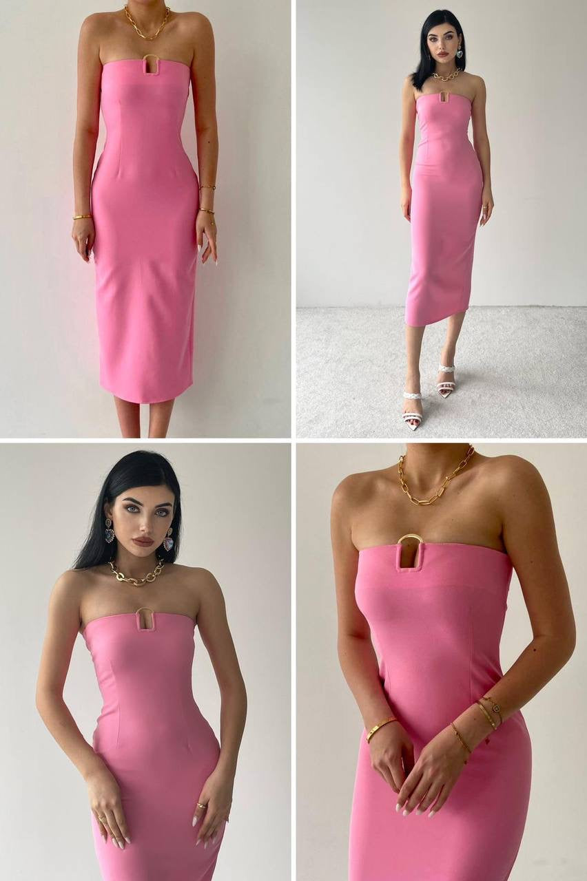 Sleeveless midi dress with front detail